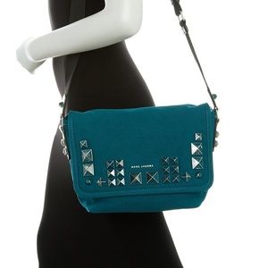 Marc Jacobs Chipped Stud Canvas Messenger Bag Teal